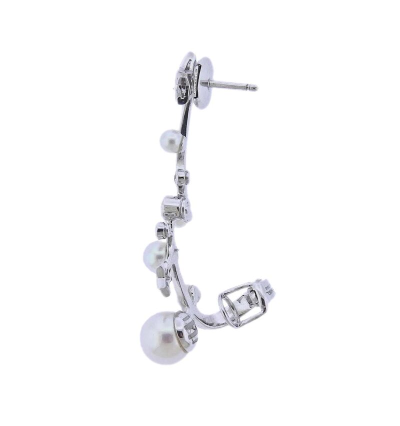 Chanel Comète Perlée Ear J11690 Cuff 18k White Gold Diamonds Cultured Pearls 4