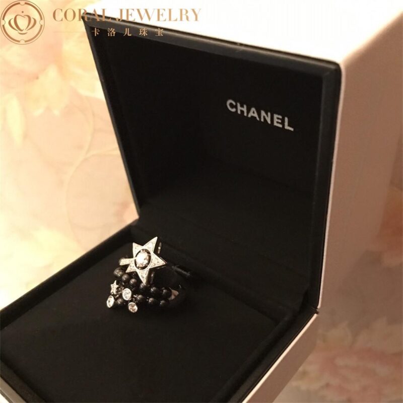 Chanel Comète Perlée Ring 18k White Gold Diamonds 12