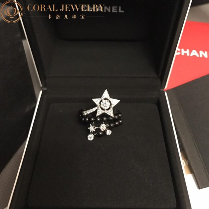 Chanel Comète Perlée Ring 18k White Gold Diamonds 11