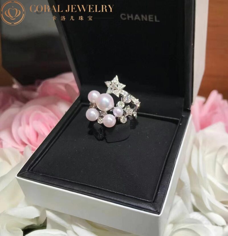 Chanel Comète Perlée J10213 Ring 18k White Gold Diamonds 6