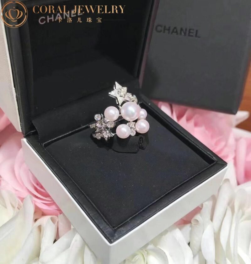 Chanel Comète Perlée J10213 Ring 18k White Gold Diamonds 5
