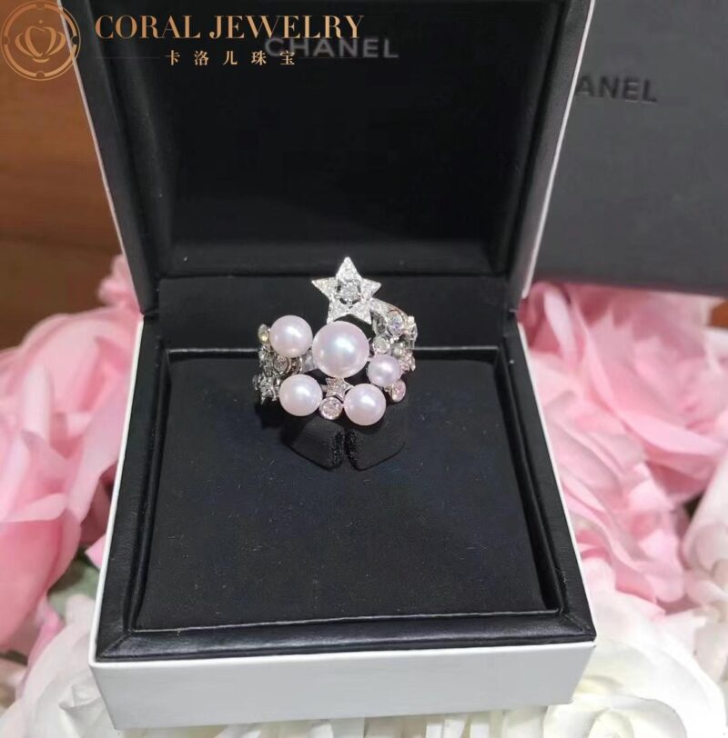 Chanel Comète Perlée J10213 Ring 18k White Gold Diamonds 4