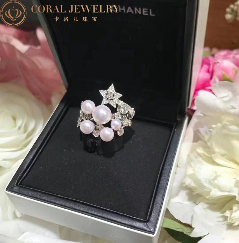 Chanel Comète Perlée J10213 Ring 18k White Gold Diamonds 3