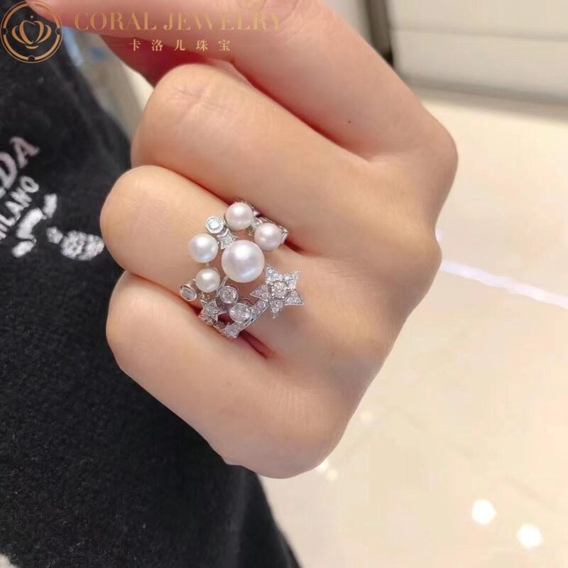 Chanel Comète Perlée J10213 Ring 18k White Gold Diamonds 2
