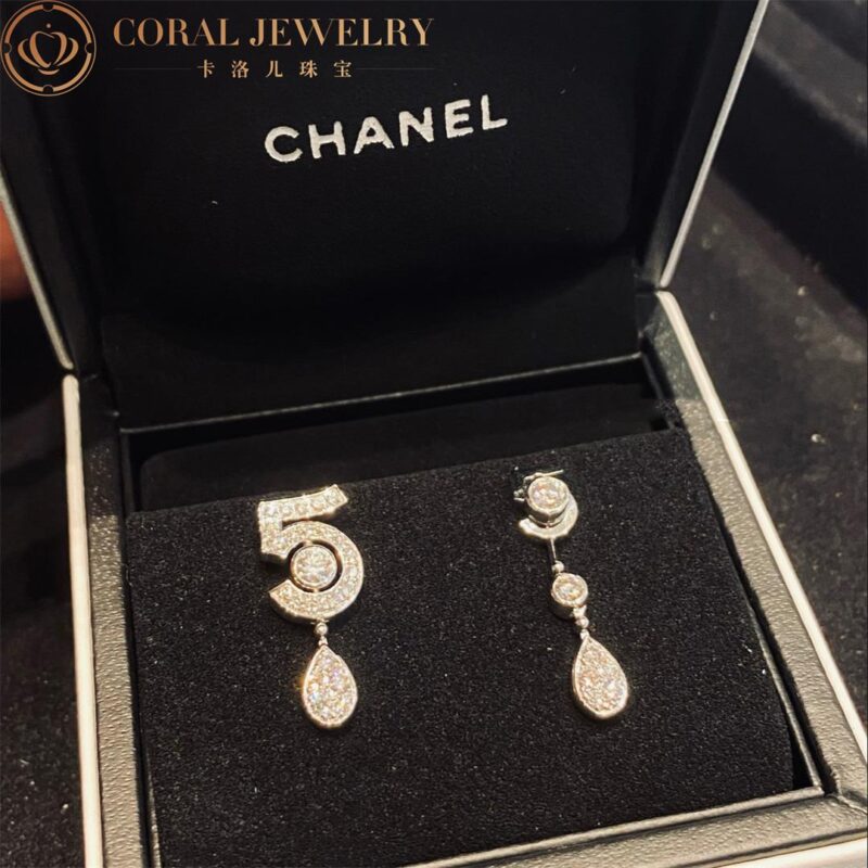 Chanel Eternal N°5 J11992 Transformable Earrings 18k White Gold Diamonds 3