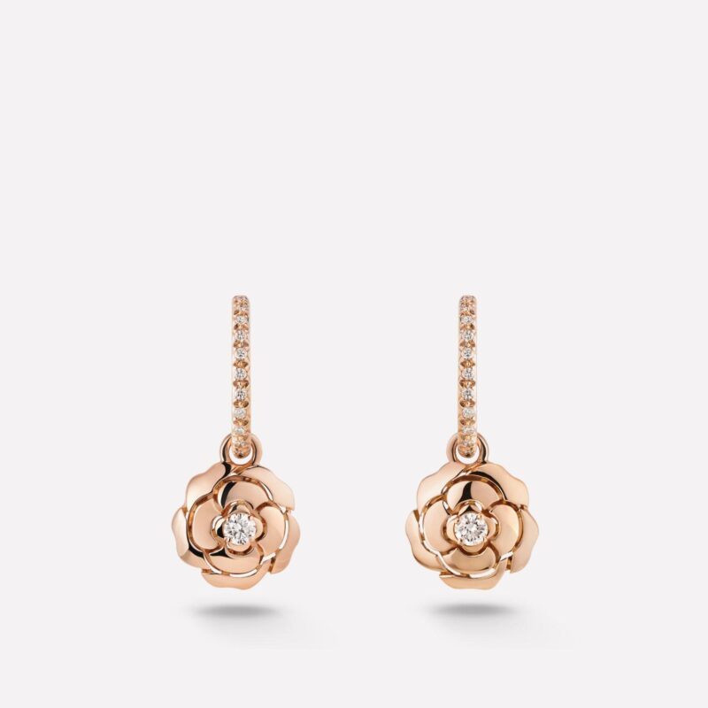 Chanel Extrait de JJ11659 Camélia Earrings 18k Pink Gold Diamonds 1