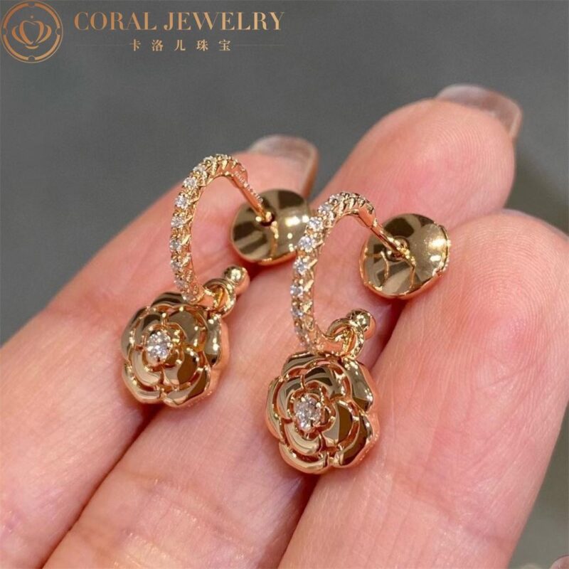 Chanel Extrait de JJ11659 Camélia Earrings 18k Pink Gold Diamonds 5