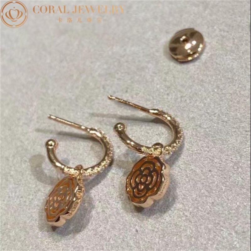 Chanel Extrait de JJ11659 Camélia Earrings 18k Pink Gold Diamonds 2