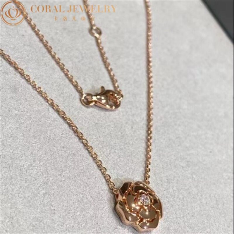 Chanel Extrait de Camélia J11660 Necklace 18k Pink Gold Diamonds 8