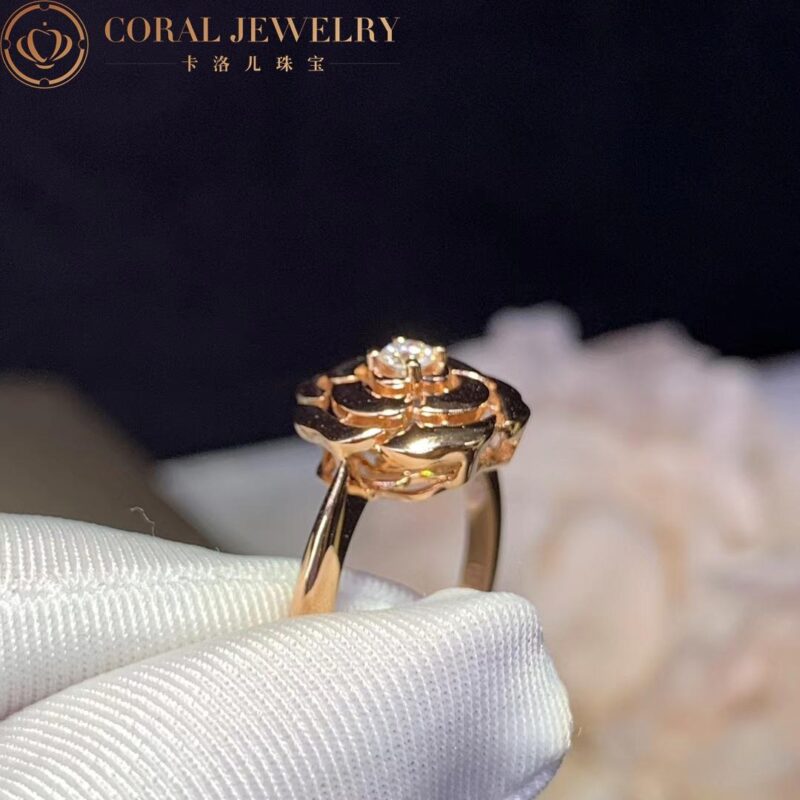 Chanel Extrait de Camélia J11662 Ring 18k Pink Gold Diamond 5