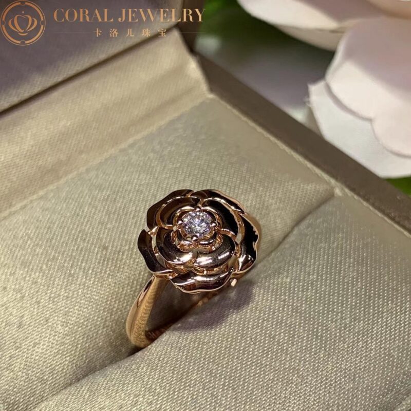 Chanel Extrait de Camélia J11662 Ring 18k Pink Gold Diamond 3