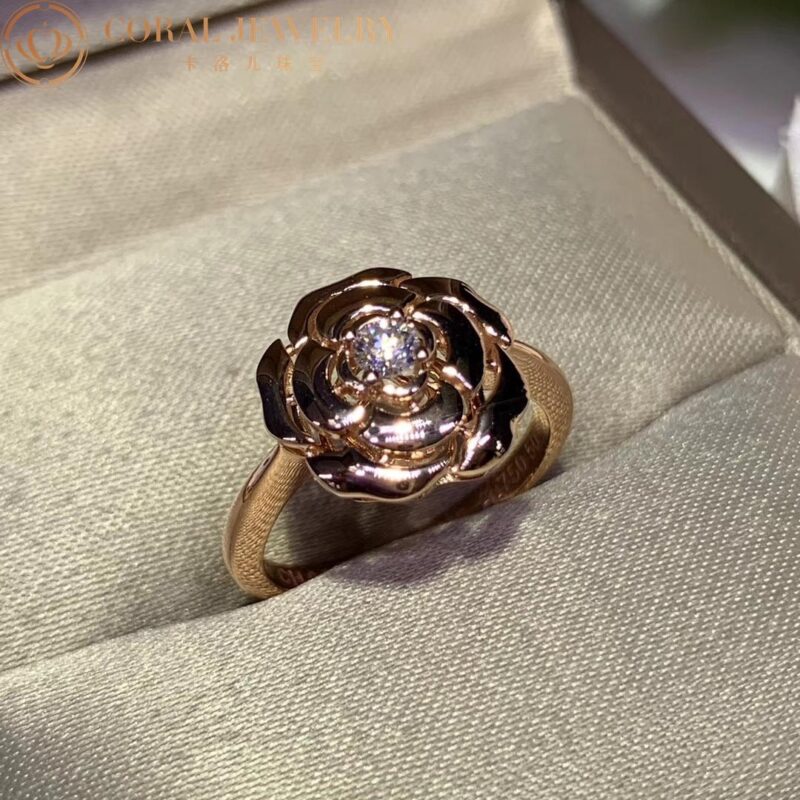 Chanel Extrait de Camélia J11662 Ring 18k Pink Gold Diamond 2
