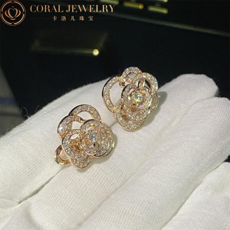 Chanel Fil de J2672 Camélia Earrings 18k Rose Gold Diamonds 2