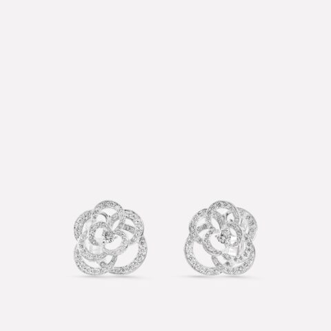 Chanel Fil de Camélia Earrings J2672 18k White Gold Diamonds 1