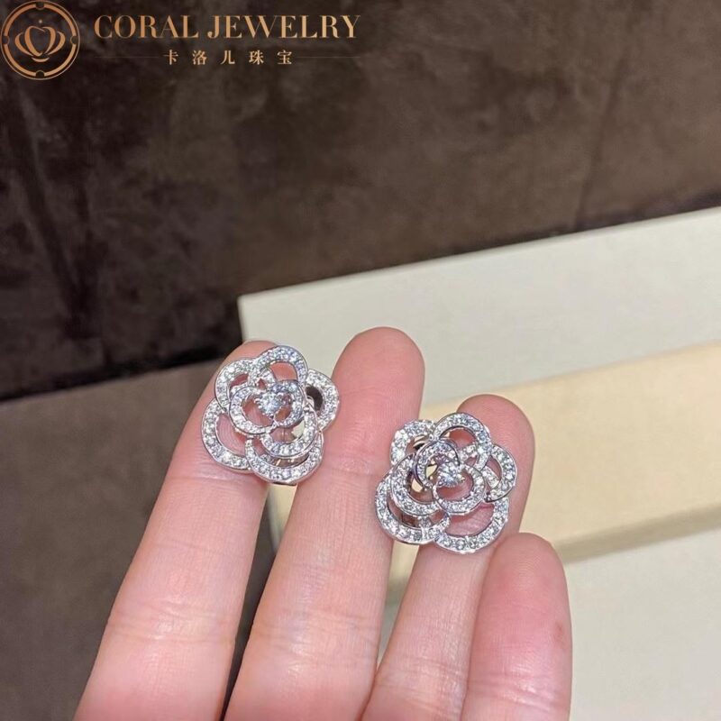 Chanel Fil de Camélia Earrings J2672 18k White Gold Diamonds 3