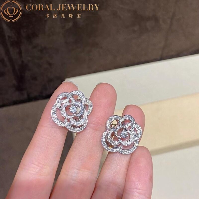 Chanel Fil de Camélia Earrings J2672 18k White Gold Diamonds 2