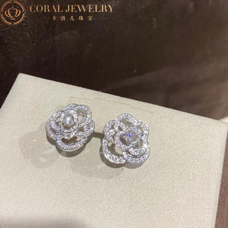 Chanel Fil de Camélia Earrings J2672 18k White Gold Diamonds 6