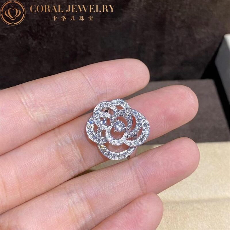 Chanel Fil de Camélia Ring J2579 Medium Version 18k White Gold Diamonds 2