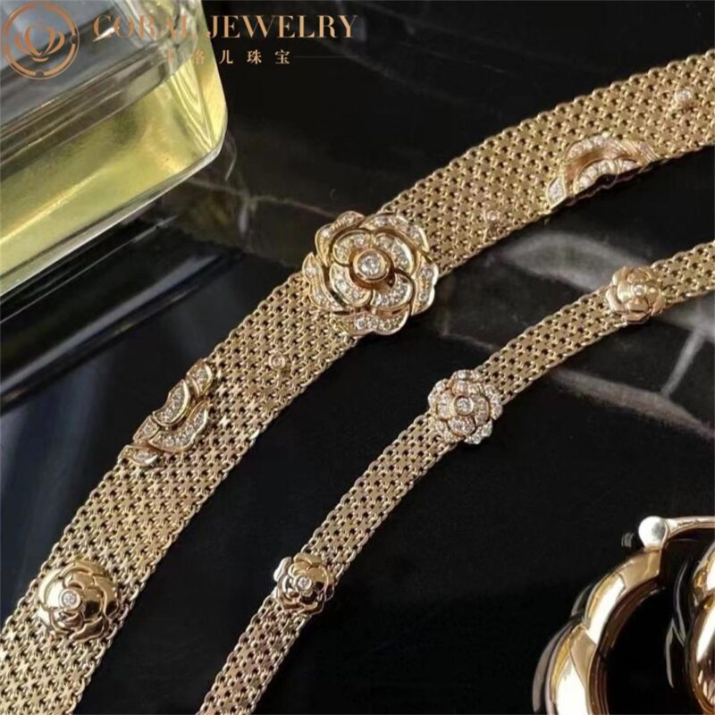 Chanel Impression de Camélia Bracelet 18k Yellow Gold Diamonds Bracelet 7