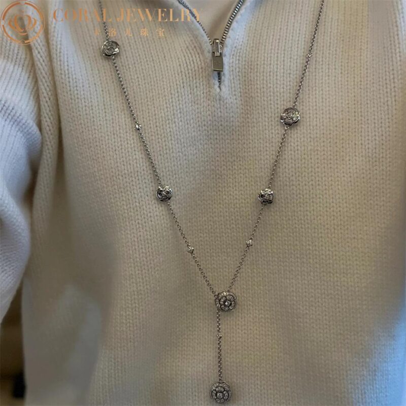 Chanel Les infinis de Camélia J11876 Necklace 18k White Gold Diamonds 7