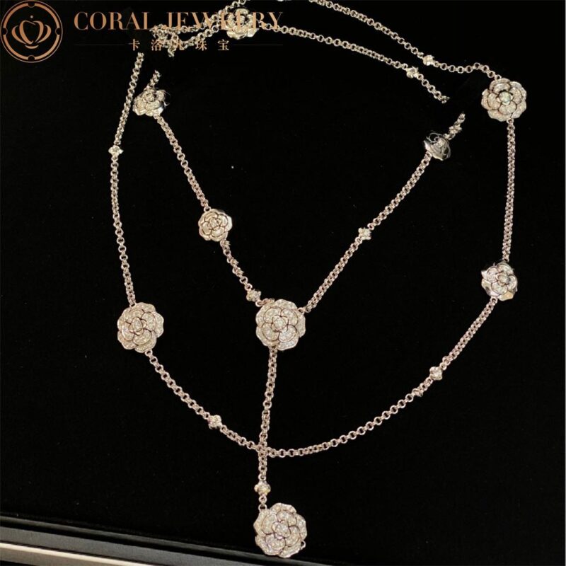 Chanel Les infinis de Camélia J11876 Necklace 18k White Gold Diamonds 3