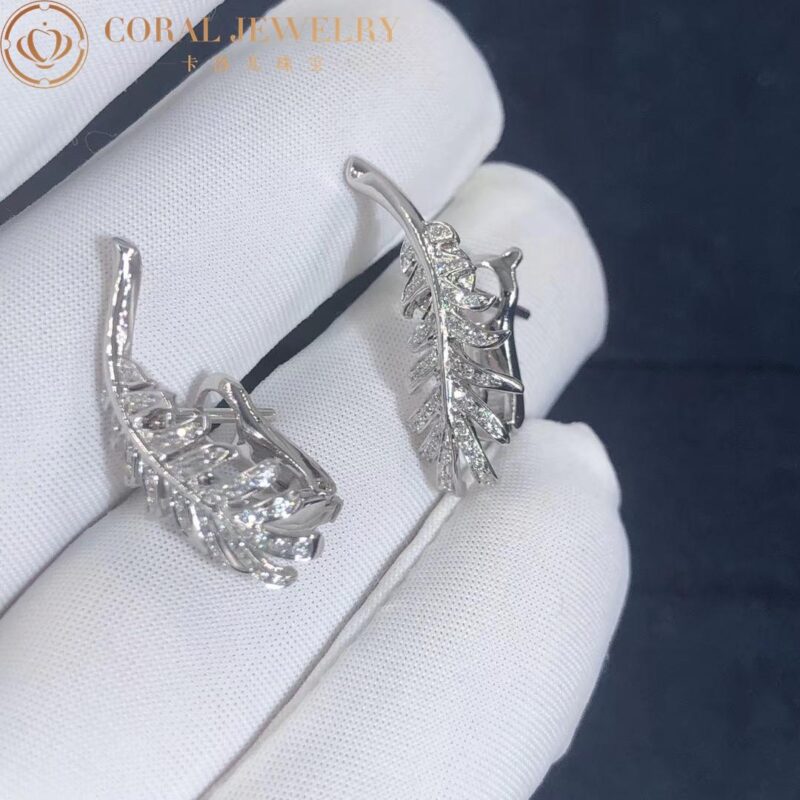 Chanel Plume De J4139 Chanel Earrings 18k White Gold Diamonds 4