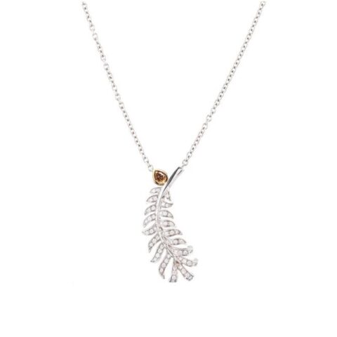 Chanel Plume De Chanel J4142-1 Necklace 18k White Gold Diamonds 1