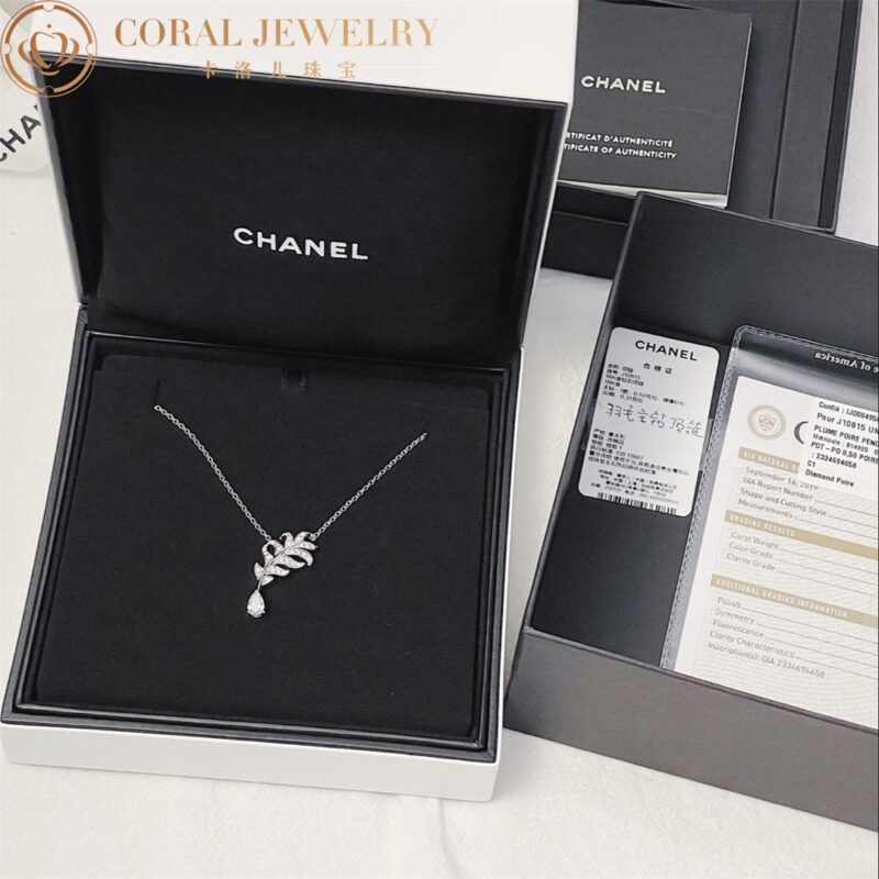 Chanel Plume De J10815 Chanel Necklace 18k White Gold Diamonds 7