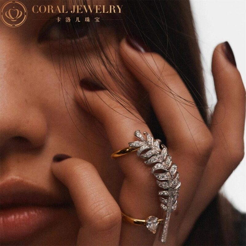 Chanel Plume De Chanel J11935 Ring 18k White and Yellow Gold Diamonds 2
