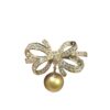 Chanel Ruban Brooch 18k Yellow Gold Diamonds Pearl Brooch 1