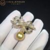 Chanel Ruban Brooch 18k Yellow Gold Diamonds Pearl Brooch 2