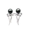 Chanel Ruban Earrings 18k White Gold Diamonds Black Pearl Earrings 1