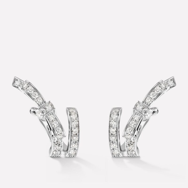 Chanel Ruban Earrings J11143 18k White Gold Diamonds 1