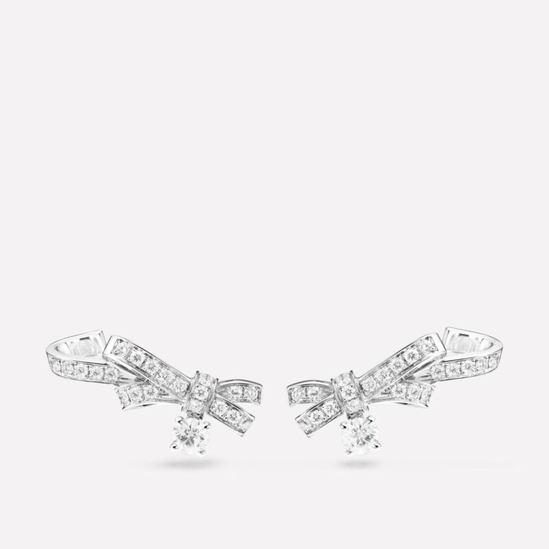 Chanel Ruban Earrings J11150 18k White Gold Diamonds 1