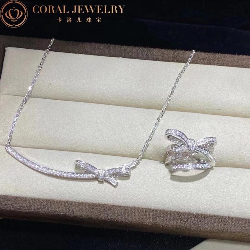 Chanel Ruban Necklace J11141 18k White Gold Diamonds 10