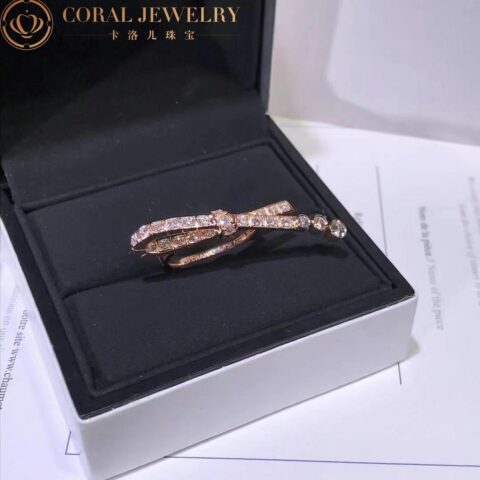 Chanel Ruban Ring j11863 18k Beige Gold Diamonds 9