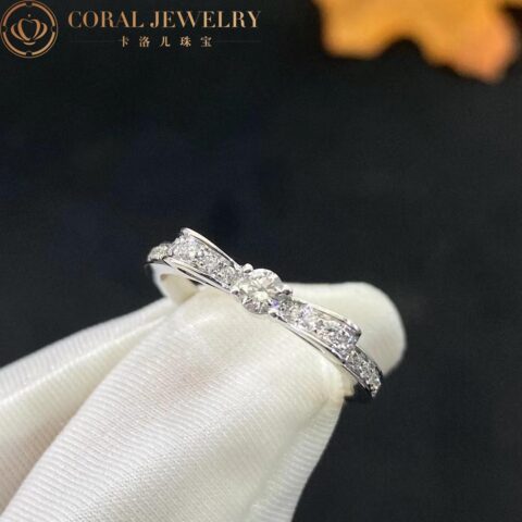Chanel Ruban Ring J3412 18k White Gold Center Diamond Ring 5