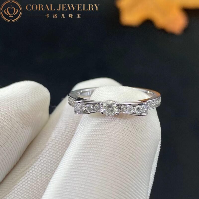 Chanel Ruban Ring J3412 18k White Gold Center Diamond Ring 3