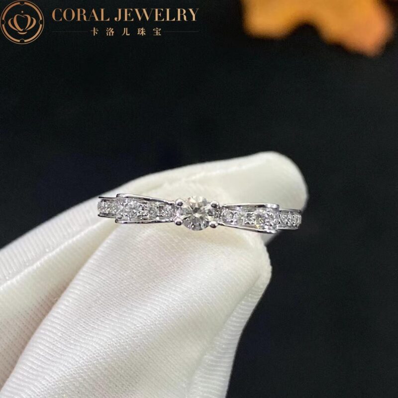 Chanel Ruban Ring J3412 18k White Gold Center Diamond Ring 2