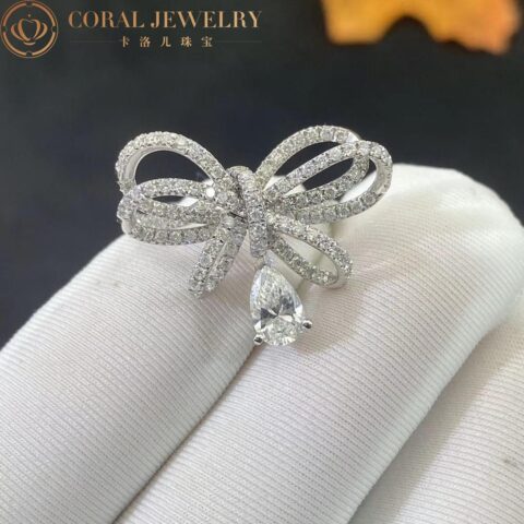 Chanel Ruban Ring 18k J4543 White Gold Center Diamond Diamonds 7