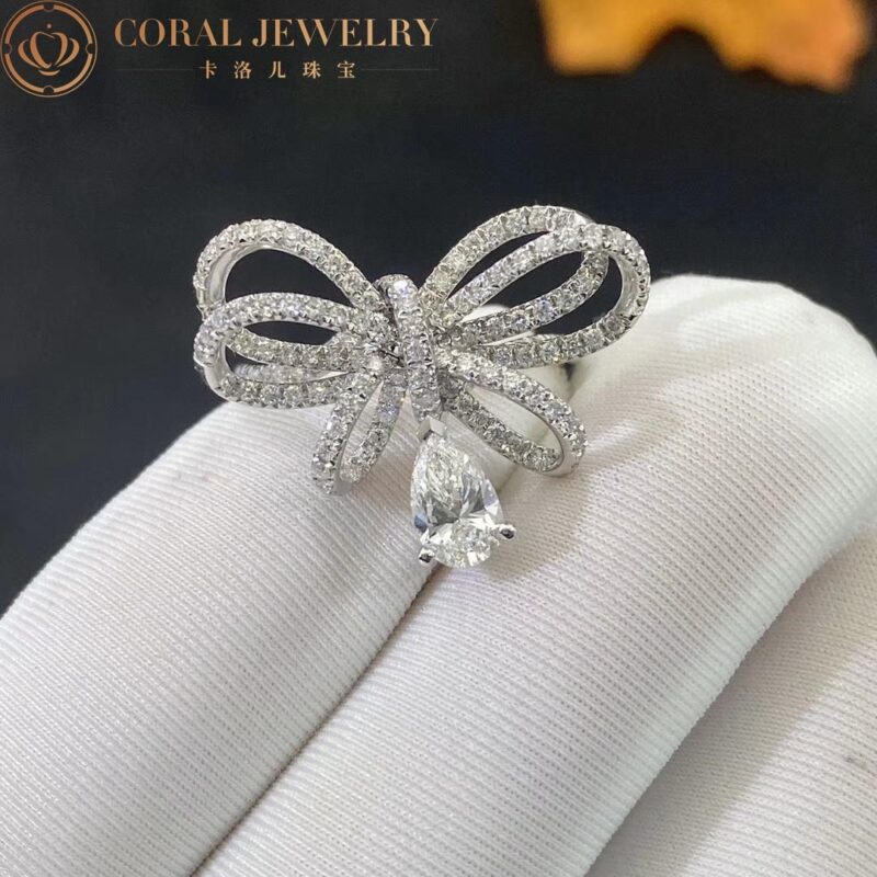 Chanel Ruban Ring 18k J4543 White Gold Center Diamond Diamonds 6