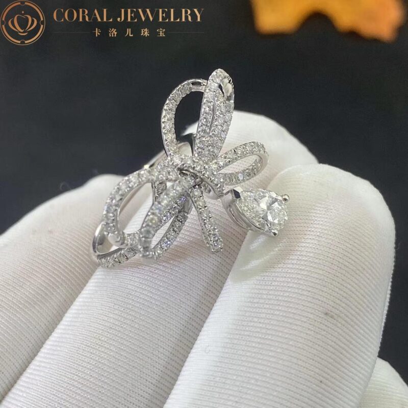 Chanel Ruban Ring 18k J4543 White Gold Center Diamond Diamonds 5
