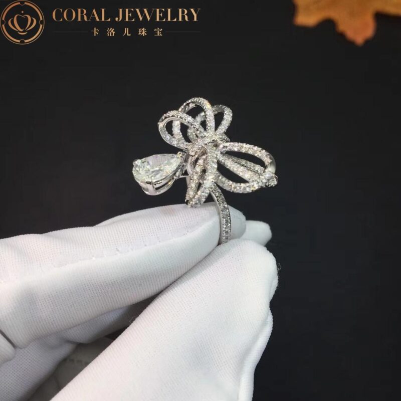 Chanel Ruban Ring 18k J4543 White Gold Center Diamond Diamonds 2
