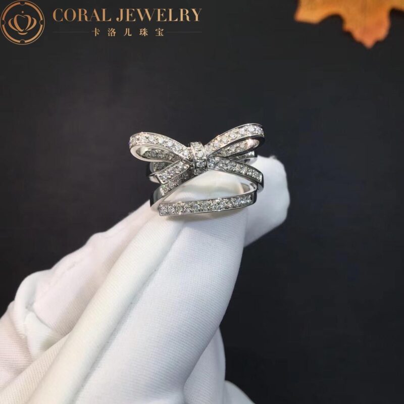 Chanel Ruban Ring J11142 18k White Gold Diamonds 6
