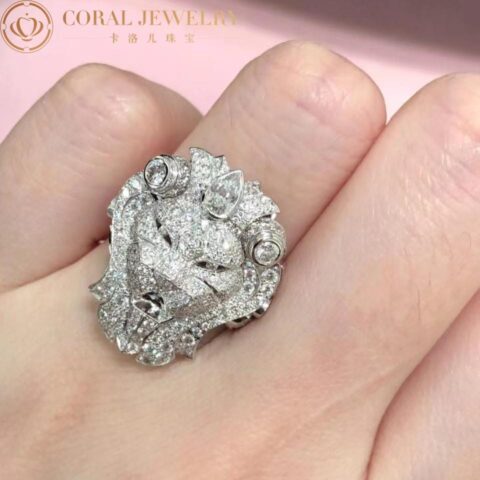 Chanel Sous Le Signe Du Lion Ring 18k White Gold Diamonds Ring 9
