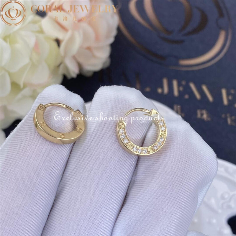 Cartier Love Earrings B8301424 18K Yellow Gold Diamond 2