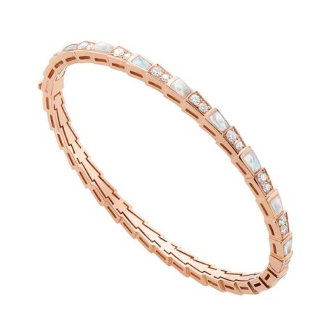 Bulgari Serpenti 355047 Viper 18 kt Yellow gold bracelet set with mother-of-pearl elements and pavé diamonds 1