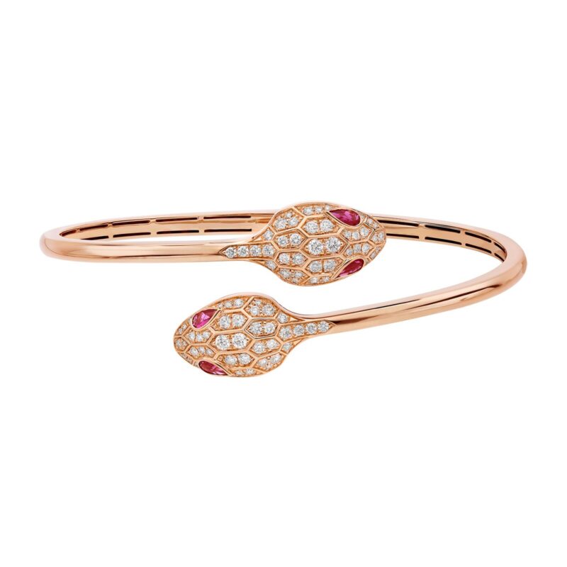 Bulgari Serpenti 356504 18 kt rose gold bracelet set with rubellite eyes and pavé diamonds 15