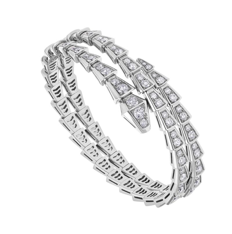 Bulgari 357277 Serpenti Viper two-coil 18 kt white gold bracelet set with pavé diamonds 1