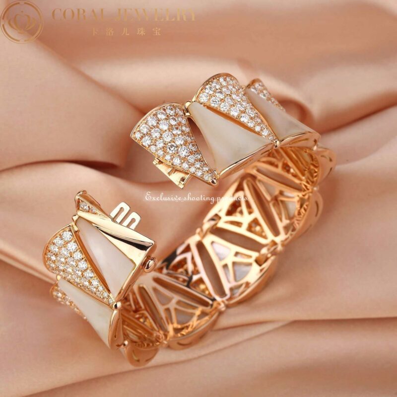 Bulgari BR856837 Divas’ Dream Bracelet Rose Gold with Diamonds Mother of Pearl Bracelet 6